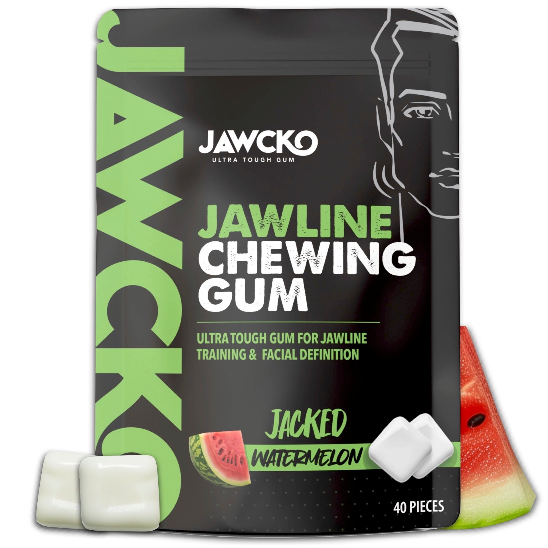 JAWCKO Watermelon Jawline Chewing Gum | Jaw Fitness Hard Chewing Gum ...